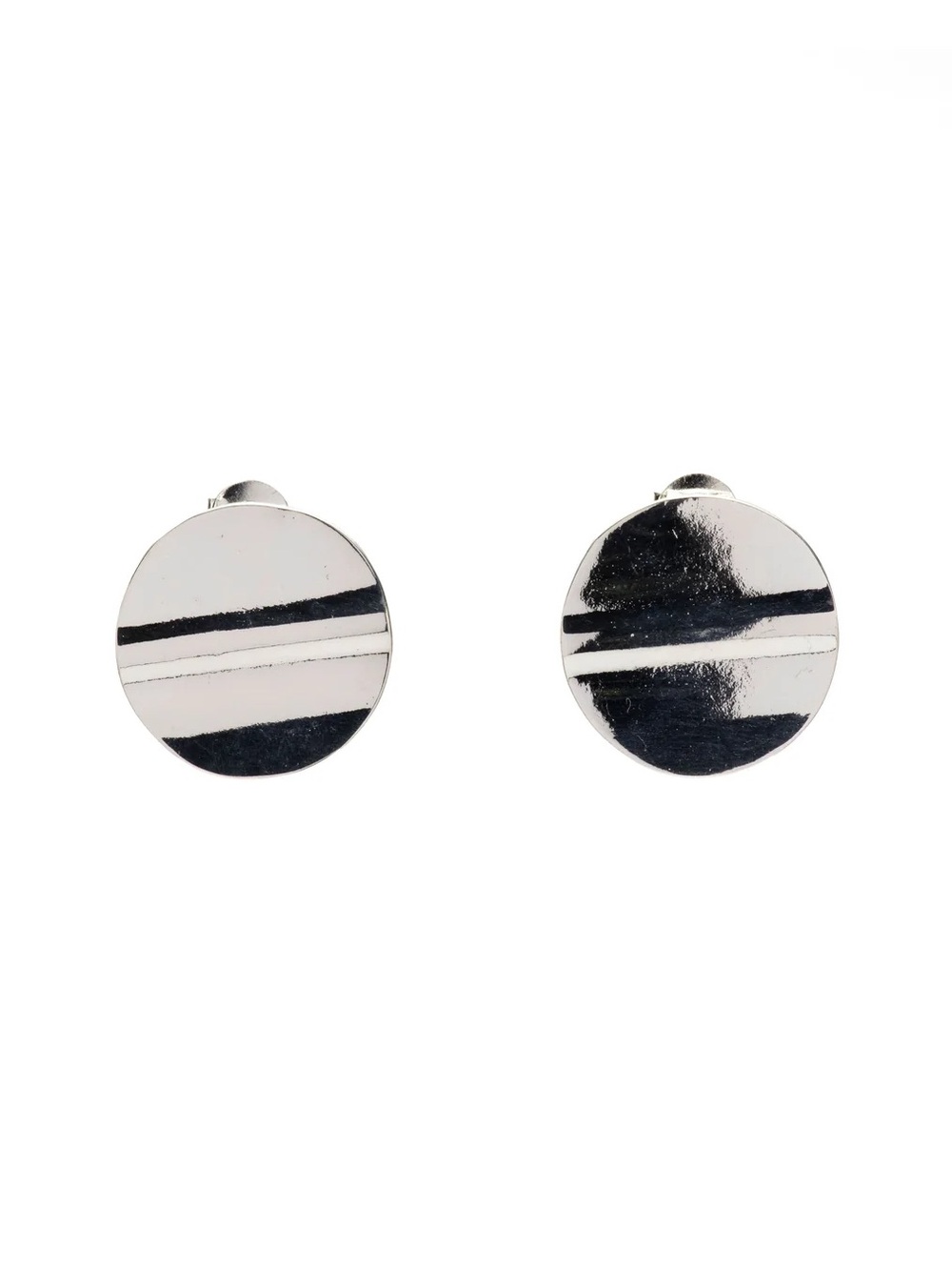 Silver Flat Circle Statement Earrings